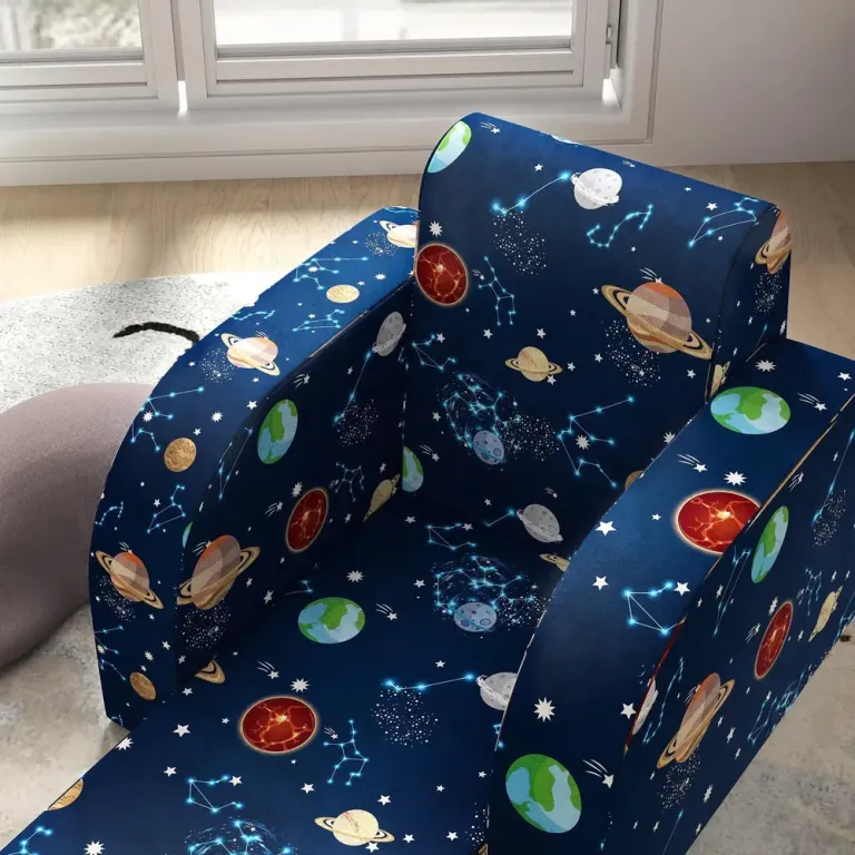 Bäddfåtölj för Barn med Planetmönster, Blå