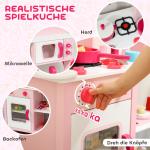 Lekkök Barn Rosa Trä och MDF för Barnrum Leksakskök med Tillbehör och Ljudfunktion Kompakt Design för Rolig Lek