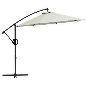 Fribärande Paraply Uteplatsparaply Kräm av Polyester och Metall för Trädgård Vev och Korsfot Tiltbart Ventilerat Ø 293 x 260 cm