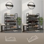 Skoställ Skohylla Svart av Metall och Plast för Hall Smalt Skåp med 5 Hyllor Platsbesparande Förvaring 72 x 30 x 102 cm