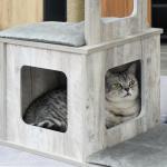 Kattträd Flervåningsskrapstolpe Aktivitetscenter Jute och Plysch för Kattälskare Grå 67 X 38,5 X 114 Cm