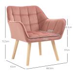 Enkelfåtölj Relaxfåtölj Grå av Sammet och Trä för Vardagsrum Skandinavisk Fåtölj med Upphöjda Ben 68,5 x 61 x 72,5 cm