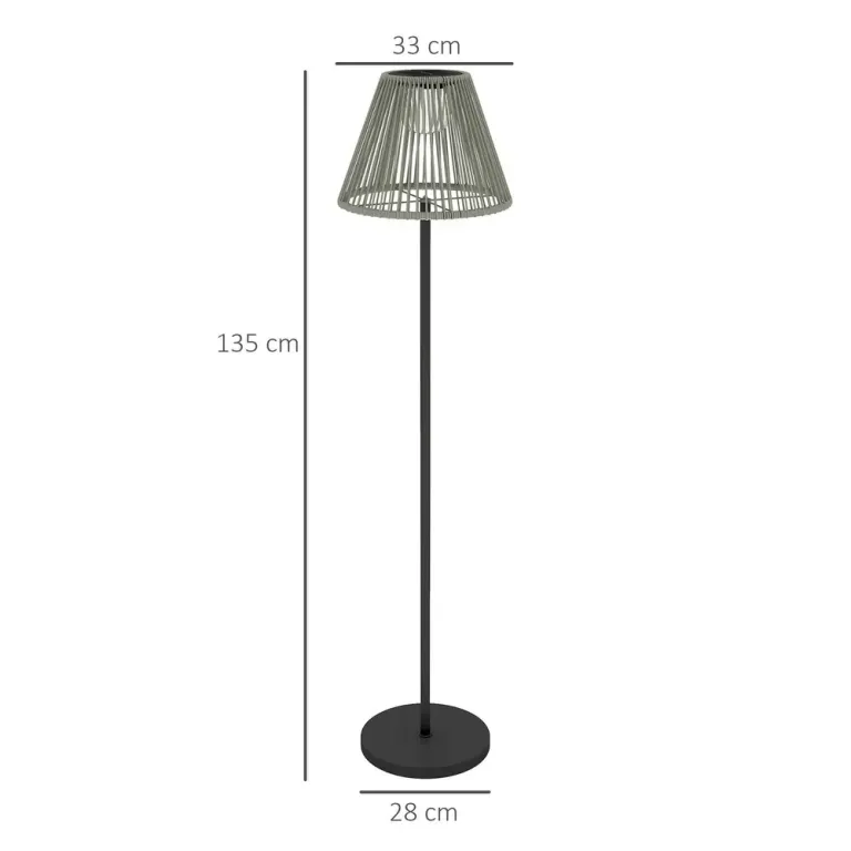 Solar Golvlampa Rottinglampa med Ljussensor 33 x 135 cm