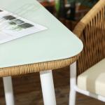 5-delat Trädgårdsset, Rottinglook, Sitt- och Ryggkuddar, Rostsäker Aluminiumram, Gul/Vit/Beige