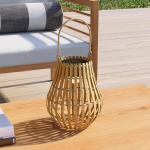Sollampa Trädgårdslampa Natur av Bambu för Trädgård och Terrass USB Uppladdningsbar med Handtag 3 Ljusa Färger IP44