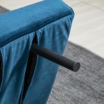 Bäddsoffa Vilstol Blå av Sammet och Trä för Gästrum Hopfällbar Soffa med Sängfunktion och Justerbart Ryggstöd 102 x 73 x 81 cm