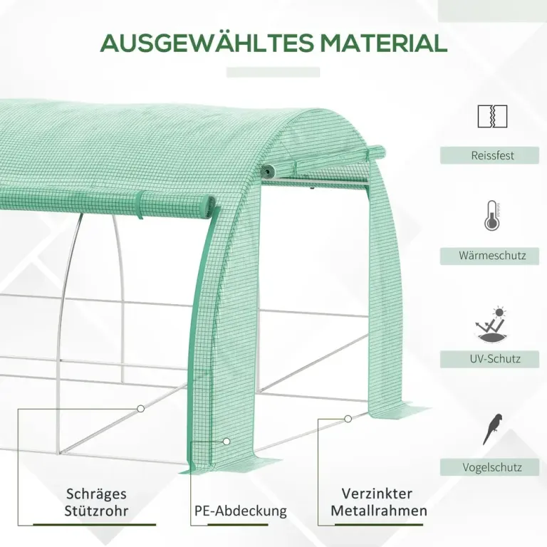 Växthus Polytunnel Grön av Stål och PE 3,97 x 3 x 2 m