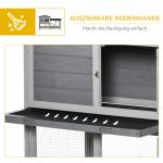 Kaninbur Hållbar Grå Trä för Smådjur i Trädgården med Två Våningar och Utegård samt Bitumentak Stabil Modell för Utomhusbruk 157,4 x 53 x 99,5 cm