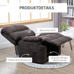 Liggstol med Ståhjälp, Justerbar, USB-port, Sidoficka, Fotstöd, Skum, Brun