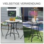 Trädgårdsbord Mosaikbord Runt Balkongbord Sidobord Stål och Keramik Orange och Vitt Ø60 X H71 Cm