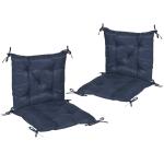 Sittdynor 2-pack med Bindband och Tjock Vaddering för Trädgårdsstolar Hållbar och Bekväm Mörkblå Tyg 98 x 50 cm
