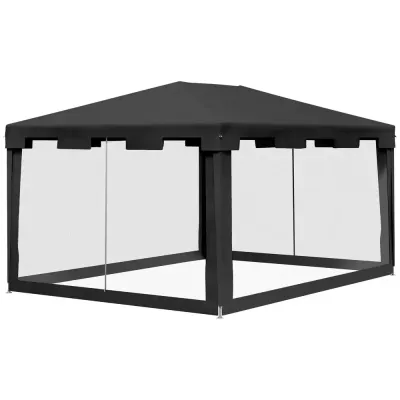 Gazebo Partytält Mörkgrå av Metall och PE 4 x 3 m
