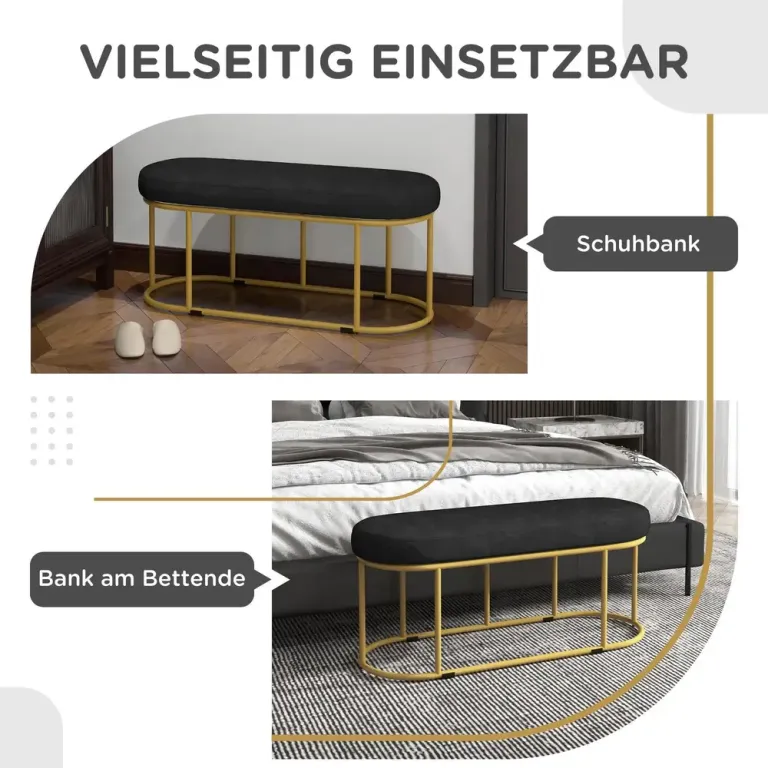 Stoppad Sittbänk Sängbänk med Träben för Sovrum & Hall