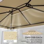 Paviljontak Prisvärd Beige för Paviljong som Vattenavvisande Reservtak med Dubbeltak för Trädgård och Altan 3 x 4 m