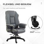Kontorsstol Skrivbordsstol Kräm av Tyg och Metall för Kontor Ergonomisk med Justerbart Ryggstöd och Liggfunktion Höj och Sänkbar