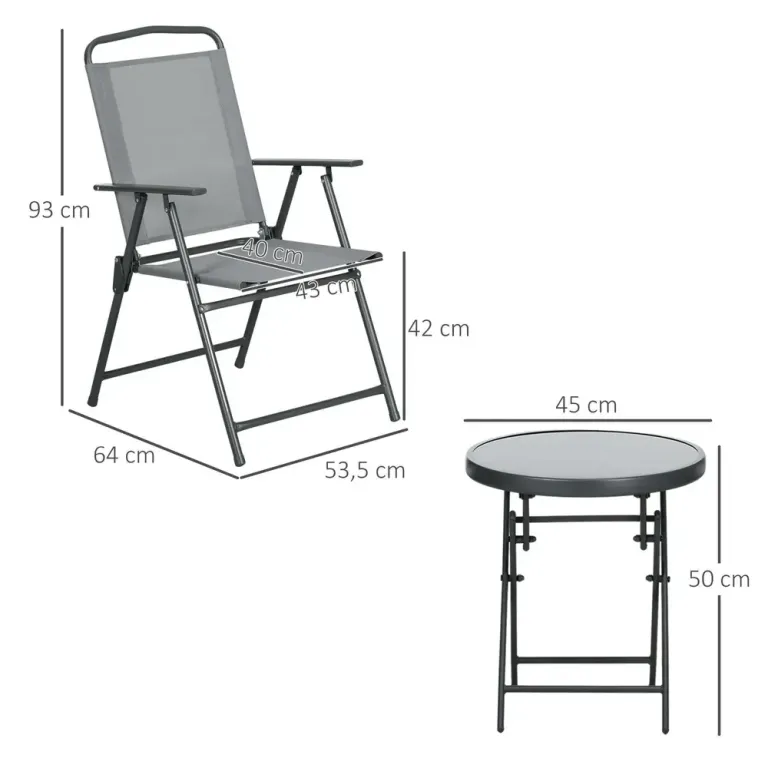 Trädgårdsmöbler Bistroset Ljusgrå av Stål 53,5 x 64 x 93 cm