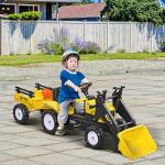 Barnhjullastare, Kontrollerbar Frontlastare, Pedaldriven, Gul/Svart, 3+