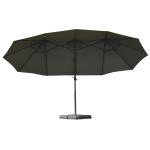 Dubbelt Parasoll Fribärande Paraply med Vev Justerbart Trädgårdsparaply Solskydd Metall Mörkgrå 440 X 270 X 250 Cm