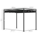 Pergola med Justerbart Tak, Modern Trädgårdspaviljong i Metall, Skapar Skugga och Rumskänsla på Uteplatsen, Svart/Grå, 298 x 213 x 221 cm