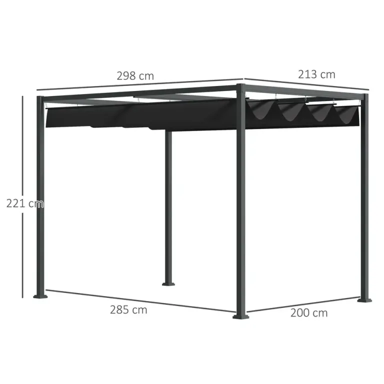 Pergola med Tak Trädgårdspaviljong i 298 x 213 x 221 cm