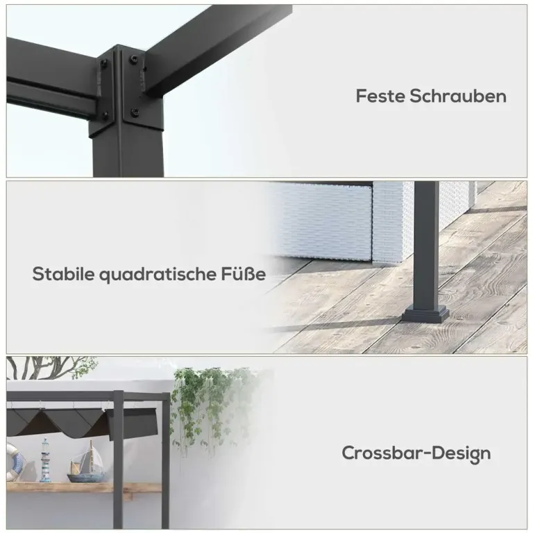 Pergola med Tak Trädgårdspaviljong i 298 x 213 x 221 cm