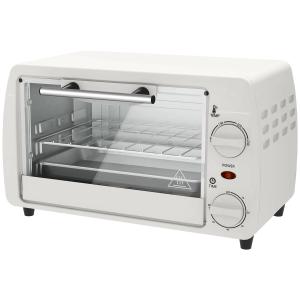 Miniugn Liten Ugn Elektrisk Krämvit av Metall och Glas för Kök Ugn med Timer och Bakplåt 10 l 750 W 36,5 x 26 x 22 cm