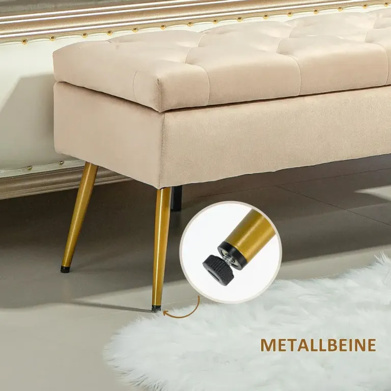 Sittbänk med Förvaring i Sammet Beige 100 cm