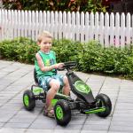 Trampolinbil för Barn, Tuff Gokart med Justerbar Sits och Handbroms, Rolig Trampbil för Utomhuslek, Grön/Svart, 5 år+