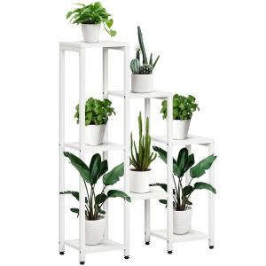 Blomsterstege, Växtställ med 7 Etage, för Inomhus- och Utomhusbruk, Stål, Vit, 65 x 23 x 94,5 cm