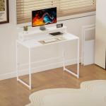 Skrivbord Hopfällbar Platsbesparande Vit MDF för Hemmakontor med Monitorhylla Arbetsbord för Studier 100x48x87,5 cm