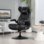 Gamingstol Datorstol Svart Grå av Konstläder och Metall för Kontor Ergonomisk med Högtalare 120 kg
