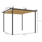 Pergola för Trädgård med Justerbart Tak och UPF30+ Skydd för Solskydd Hållbar och Stabil Beige Polyester och Metall 3 x 3 m