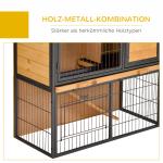Smådjurshus Hållbar Ljusgul Trä Metall för Husdjur med Låsbar Dörr och Upphöjd Design för Skydd och Komfort 89,5 x 45 x 81 cm