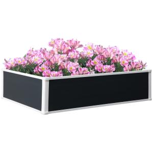 Upphöjd Odlingsbänk i Plast, Planteringslåda med Dränering, Ergonomisk Odling för Örter och Grönsaker, Grå, 120 x 90 x 30 cm