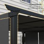 Gazebo Pergola Mörkgrå av Stål och Polyester för Trädgård och Terrass Paviljong med Sidovägg och Altantak Väderbeständig 3,5 x 3 m