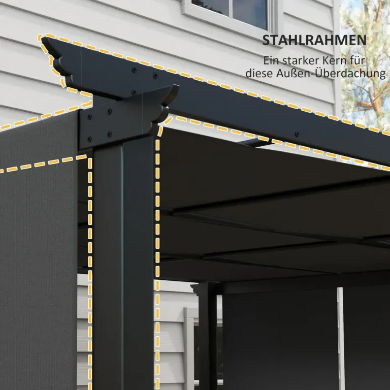 Gazebo Pergola Mörkgrå av Stål och Polyester 3,5 x 3 m
