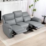 3-sits Soffa med Fällbara Säten, Justerbart Fotstöd och Konstläderfodral för Vardagsrum, Mörkgrå