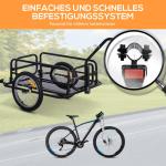 Cykelsläp Lastvagn 40 Kg Lastkapacitet med Fällkoppling Robust Transportvagn för Cykel Svart 155 X 71,5 X 77 Cm
