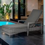 Justerbar Solsäng i Konstrotting, Bekväm Solstol med Dyna och Hjul, Väderbeständig Design för Terrass och Pool, Grå, 192 x 62,5 x 52,5 cm