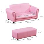 Rosa Barnfåtölj med Fotpall Mysig Läsfåtölj för Barnrummet Mjukt Stoppad Barnsoffa Lättrengjord Klädsel Rosa 83 X 42 X 41 Cm