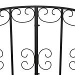 Trädgårdsbro Dammbro Svart av Stål för Balkong och Terrass Dekorativ Bro med Räcke och Blommönster Lastkapacitet upp till 120 kg 1,19 m