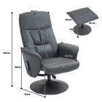 Massagestol med Fotpall, 10 Vibrationspunkter, Konstläder, Mörkgrå, 76 x 81 x 105 cm