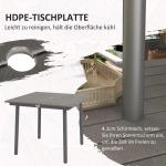 Trädgårdsbord Matbord Mörkgrå av HDPE och Stål för Uteplats Fyrkantigt Bord för 4 Personer med Paraplyhål 90 x 90 x 75 cm