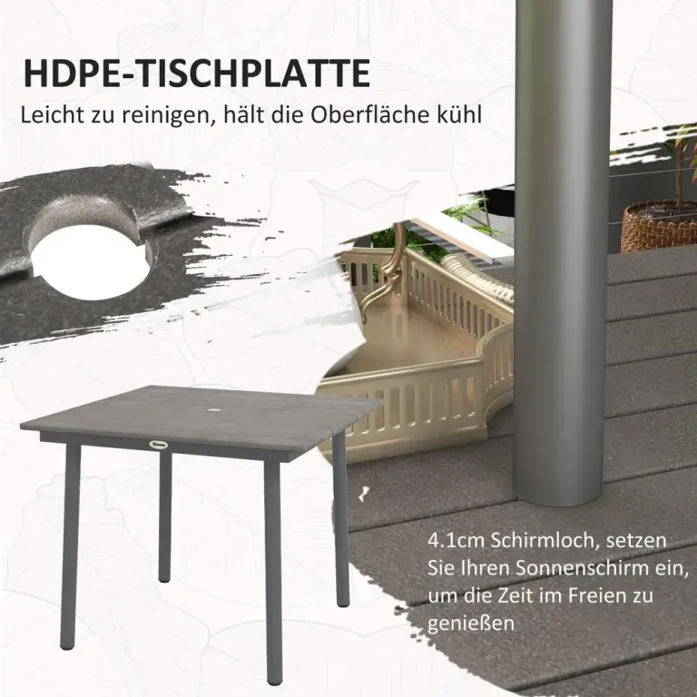 Trädgårdsbord Matbord Mörkgrå av Hdpe 90 x 90 x 75 cm