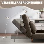 Bäddsoffa, Gästsäng, Ryggstöd med tre lägen, Snörmönster, max 120 kg, 141 x 90 x 81 cm, mörkbrun