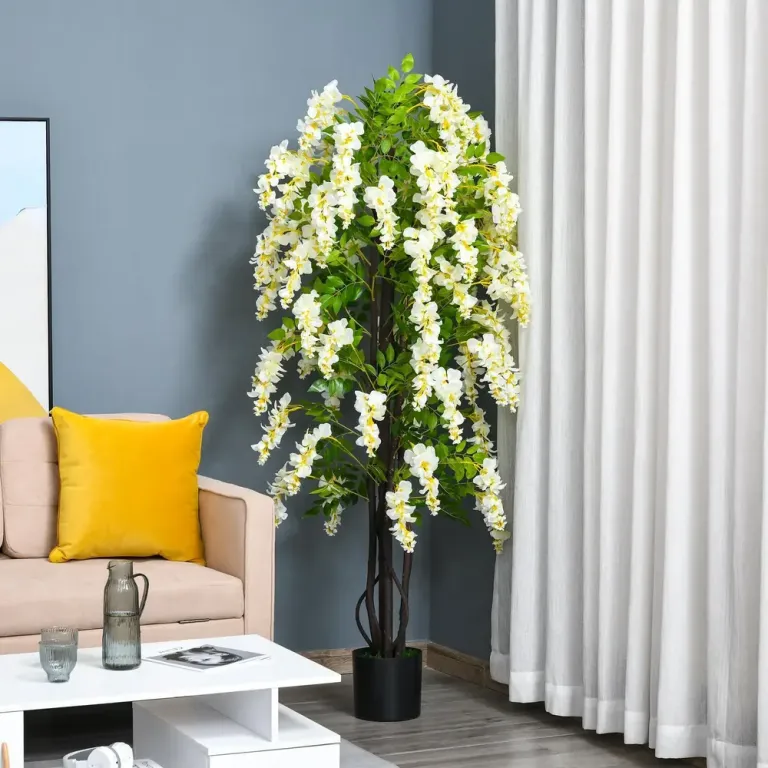 Konstgjord Blåregn Konstgjorda Plastblommor i 165 cm, Vit