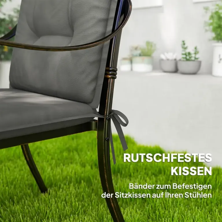 Stolsdynor 4-Pack med Knytband 108 X 50 cm, Ljusgrå