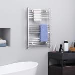 Vattenburen Handdukstork, Badrumsradiator med 14 Värmerör, Effektiv Uppvärmning och Torkning, Silver, 600 x 800 mm