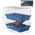Smådjursbur Gnagarbur 2 Plan med Tillbehör Plast och Metall för Marsvin och Kaniner Blågrå 72 X 44 X 67 Cm