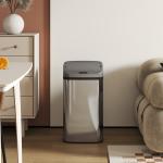 Sensor Papperskorg för Kök eller Kontor med Automatisk Stängning i Rostfritt Stål, Silver 48 L